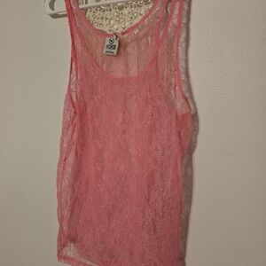 Victoria's Secret Bright Pink Lace Tank Top